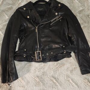 United Arrows Blue Label (Tokyo Brand) Black Leather Moto Jacket